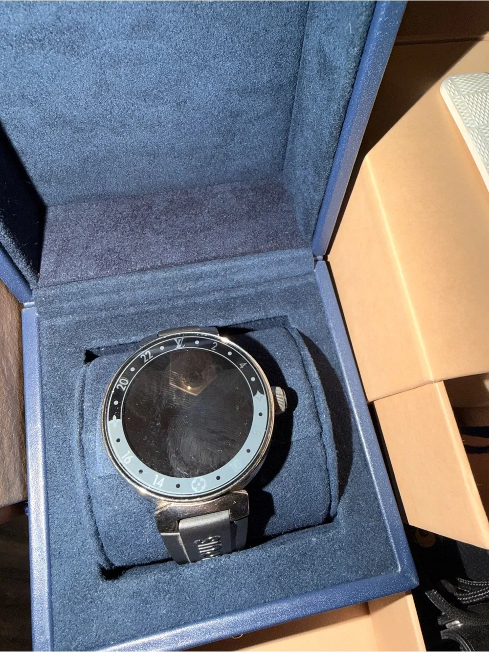 Louis Vuitton Navy Blue and White Men's Watch with Interchangeable Straps